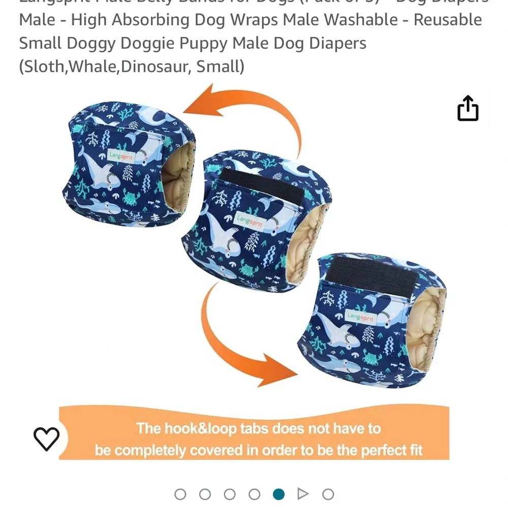 Lang spirit set of three Velcro closure, dog diapers fits small dog
